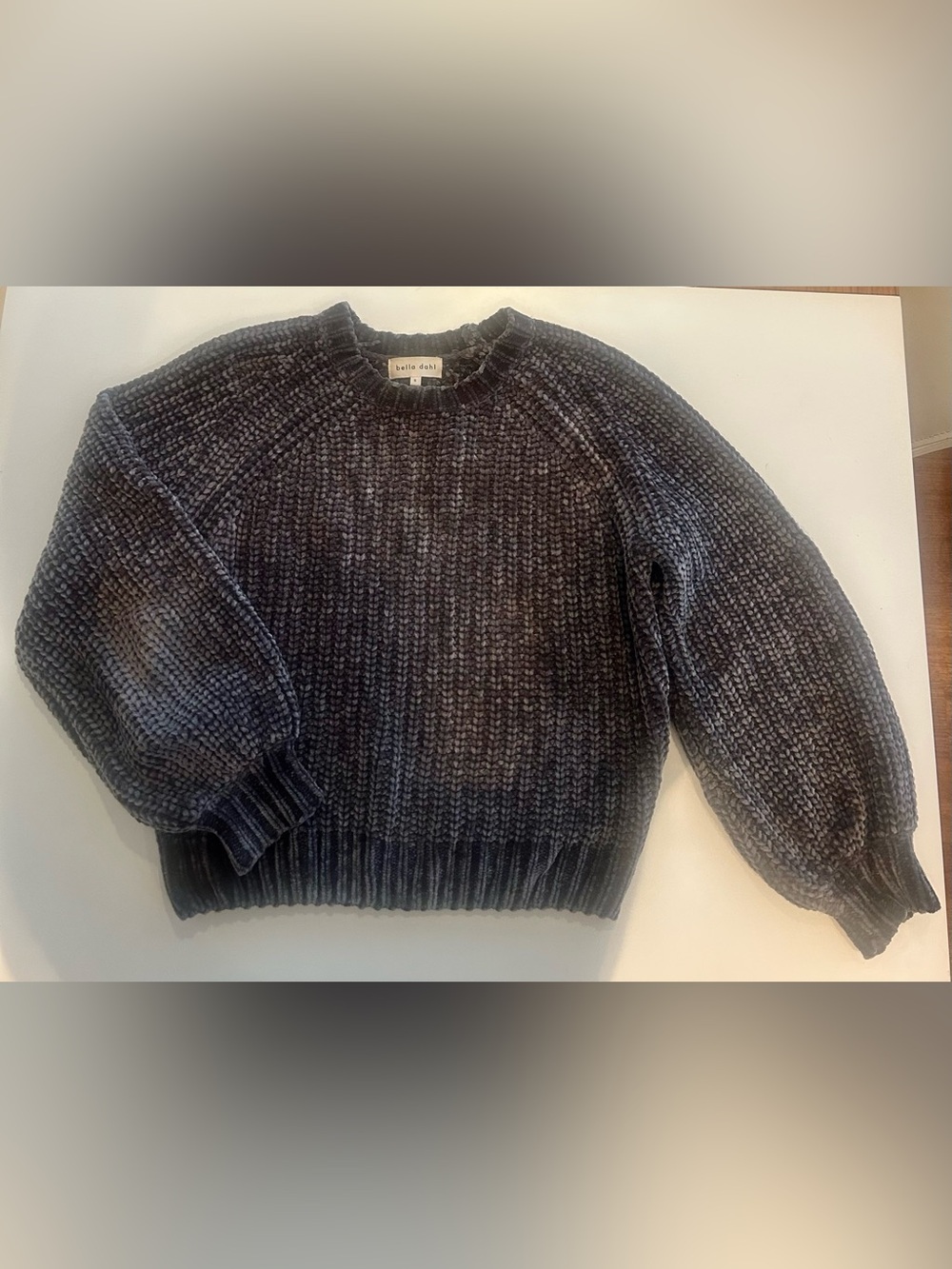 Bella Dahl chenille knit crewneck grey sweater size S